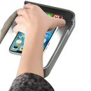 Toilet paper holder with phone shelf.