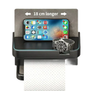 Toilet paper holder with shelf.