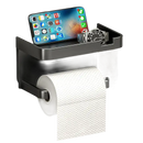 Toilet paper holder with shelf.