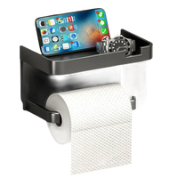 Toilet paper holder with shelf.