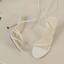 Fashion Rome Sexy High Heels Sandals Women Cross Tied-Lace Up Shoes DLSYXD Summer Open Toe Dress Slippers Femme Pumps