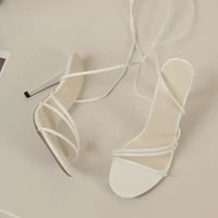 Fashion Rome Sexy High Heels Sandals Women Cross Tied-Lace Up Shoes DLSYXD Summer Open Toe Dress Slippers Femme Pumps