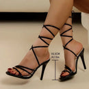 Fashion Rome Sexy High Heels Sandals Women Cross Tied-Lace Up Shoes DLSYXD Summer Open Toe Dress Slippers Femme Pumps