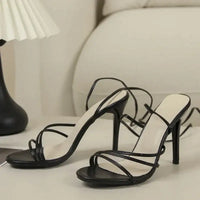 Fashion Rome Sexy High Heels Sandals Women Cross Tied-Lace Up Shoes DLSYXD Summer Open Toe Dress Slippers Femme Pumps