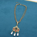 Tassel Pearl Stud Necklace - Necklace