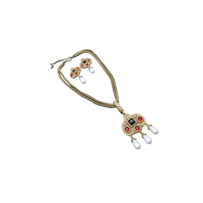 Tassel Pearl Stud Necklace