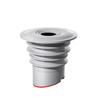 Gray, ridged, cylindrical object with a central hole.