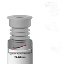 Gray drain pipe seal ring with dimensions and installation instructions.