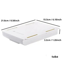 2pc White SelfAdhesive Storage Drawer Box Makeup Pencil Tray Desk Hidden Under Desk Stand Self-adhesive Under-drawer