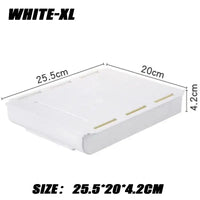 2pc White SelfAdhesive Storage Drawer Box Makeup Pencil Tray Desk Hidden Under Desk Stand Self-adhesive Under-drawer