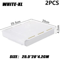 2pc White SelfAdhesive Storage Drawer Box Makeup Pencil Tray Desk Hidden Under Desk Stand Self-adhesive Under-drawer