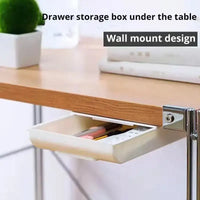 2pc White SelfAdhesive Storage Drawer Box Makeup Pencil Tray Desk Hidden Under Desk Stand Self-adhesive Under-drawer