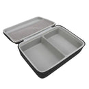 Open black zippered carrying case.