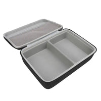 Open black zippered carrying case.