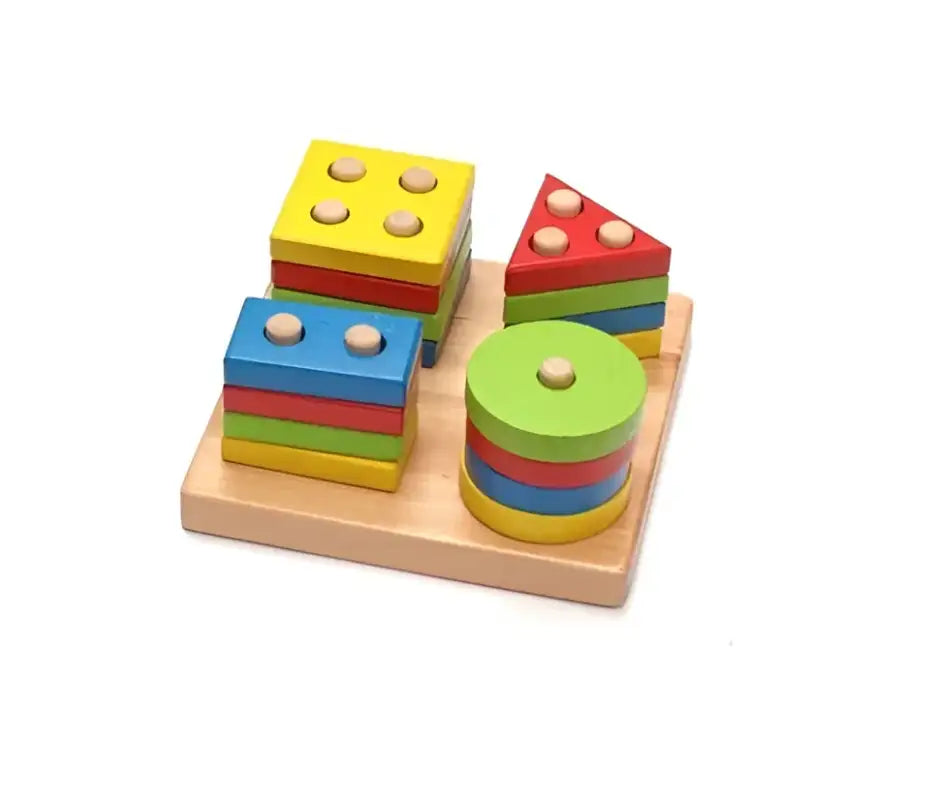 Shape Sorting Shenanigans with Wooden Sticks Geometric Puzzle Set
