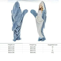 Cartoon Shark Blanket Plaid Women Pajamas Sleeping Bag Robe Shark Blanket Megalodon Gown Adult Homewear Plaid Comfy