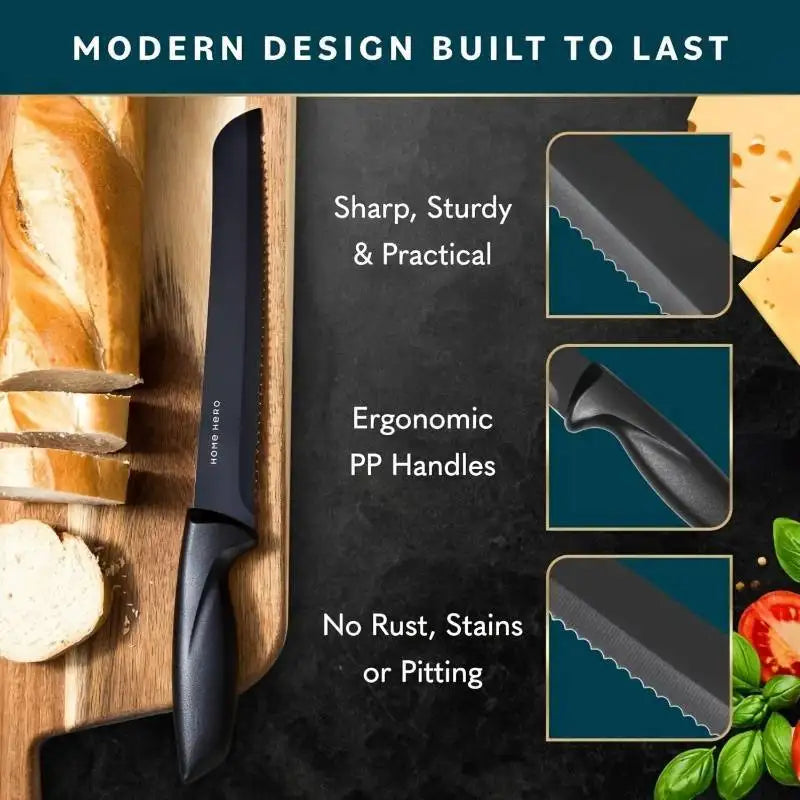 SharpSlice 7-Piece Knife Set - Black