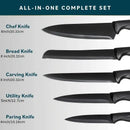 SharpSlice 7-Piece Knife Set - Black