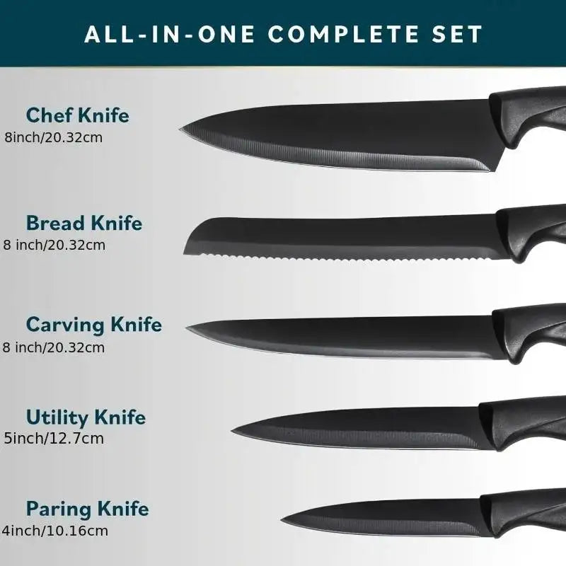 SharpSlice 7-Piece Knife Set - Black