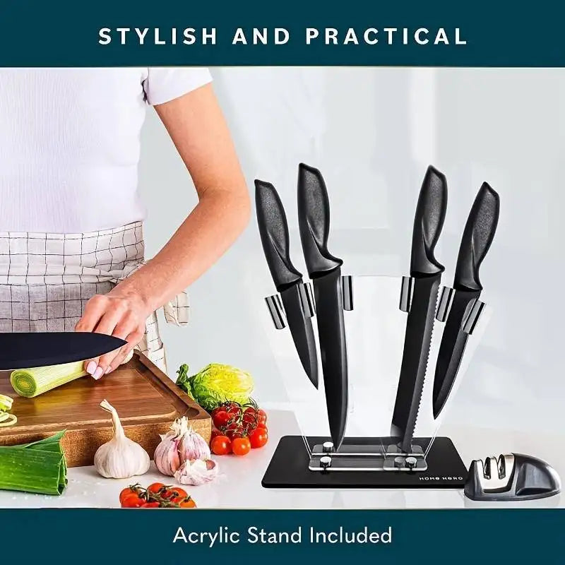 SharpSlice 7-Piece Knife Set - Black
