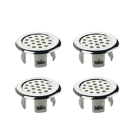 Four chrome mesh sink strainers.
