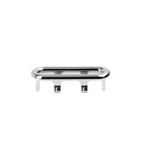 Chrome-colored elongated oval trim piece with dimensions.