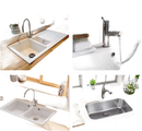 Various kitchen and bathroom sinks.