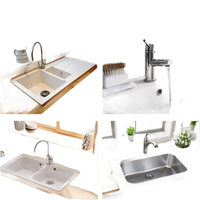 Various kitchen and bathroom sinks.
