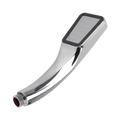 Chrome shower head with dimensions.