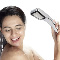 Chrome handheld shower head.