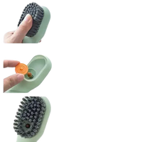 Soft-bristled cleaning brush with liquid dispenser.