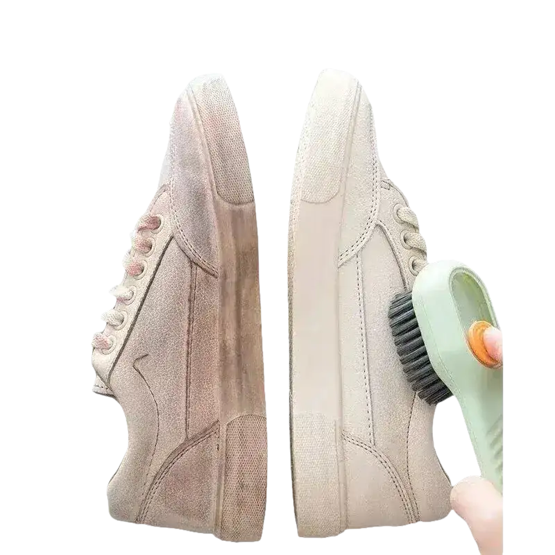 Before-and-after shoe cleaning.