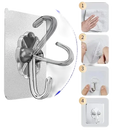Rotating adhesive wall hook with installation instructions.
