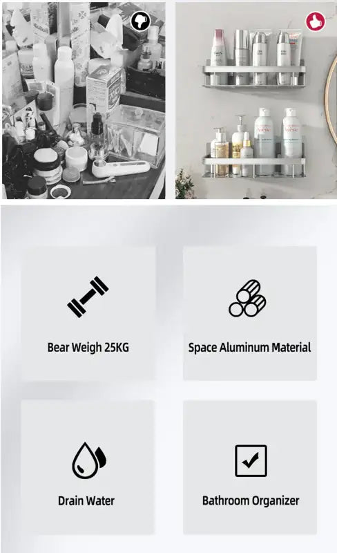 Bathroom Shelf Bathroom Towel Rack Shelves Wall Shower Shampoo Rack No Drill Shelf Bathroom Tripod Storage Rack