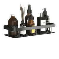 Black aluminum bathroom shelf from Shower Shenanigans, a trendy kitchen storage organizer