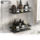 Black aluminum bathroom shelf from Shower Shenanigans, trendy kitchen storage organizer