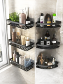 Black bathroom shelf from Shower Shenanigans, the trendy kitchen storage organizer
