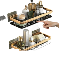 Gold-trimmed bathroom shelf for stylish bathroom storage organizer in Shower Shenanigans kit