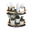 Trendy two-tiered corner bathroom shelf shown in Shower Shenanigans for stylish bathroom storage
