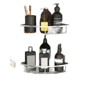 Two-tiered corner shower caddy on trendy bathroom shelf for bathroom and kitchen storage