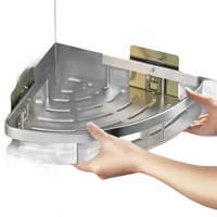 Silver corner shower shelf from Shower Shenanigans, a trendy bathroom shelf and organizer