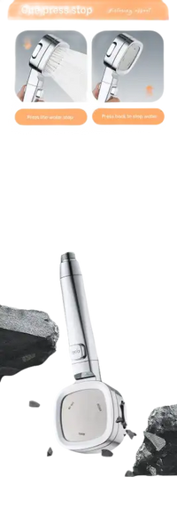 Silver shower head with multiple spray settings.