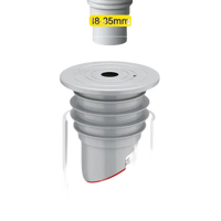 White drain insert with size specifications.