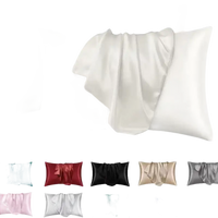 Silk pillowcases in various colors.