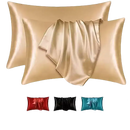 Silk pillowcases in various colors.