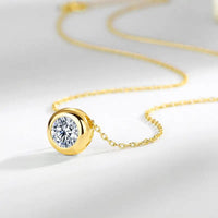 Silver Clavicle Chain Pendant - Women’s Classic - 10k Golden Swimming Paint / 925 Silver