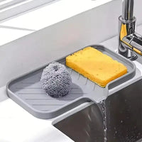 Silicone Faucet Mat Kitchen Sink Tray Soap Dispenser Sponge Drain Pad Sink SplashDrying Mat Countertop Storage Tray