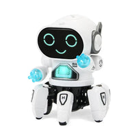Dancing Electric Rock Robot: Light & Music Fun! - White sixjaw robot