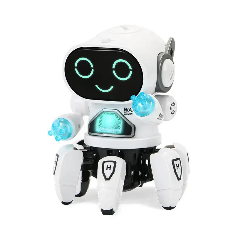 Dancing Electric Rock Robot: Light & Music Fun! - White sixjaw robot