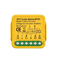 Yellow WiFi+RF curtain switch module.
